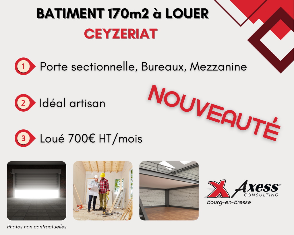 Local artisanal de 170 m² avec garage et mezzanine à Ceyzéri